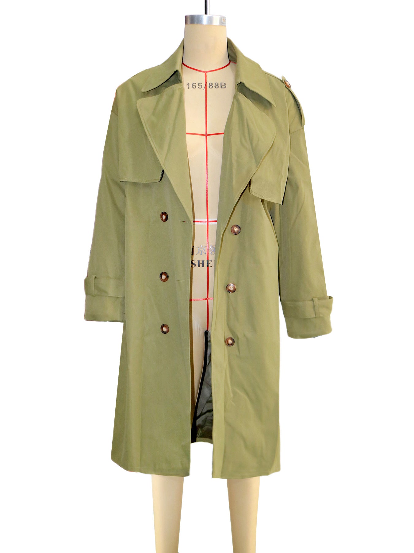 Women Oversized Trench Coat Maxi Turndown Collar Coat 8