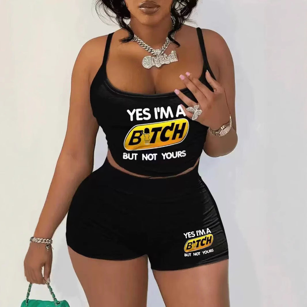 Sexy Women’s Printed Vest Shorts Two Piece Set 3