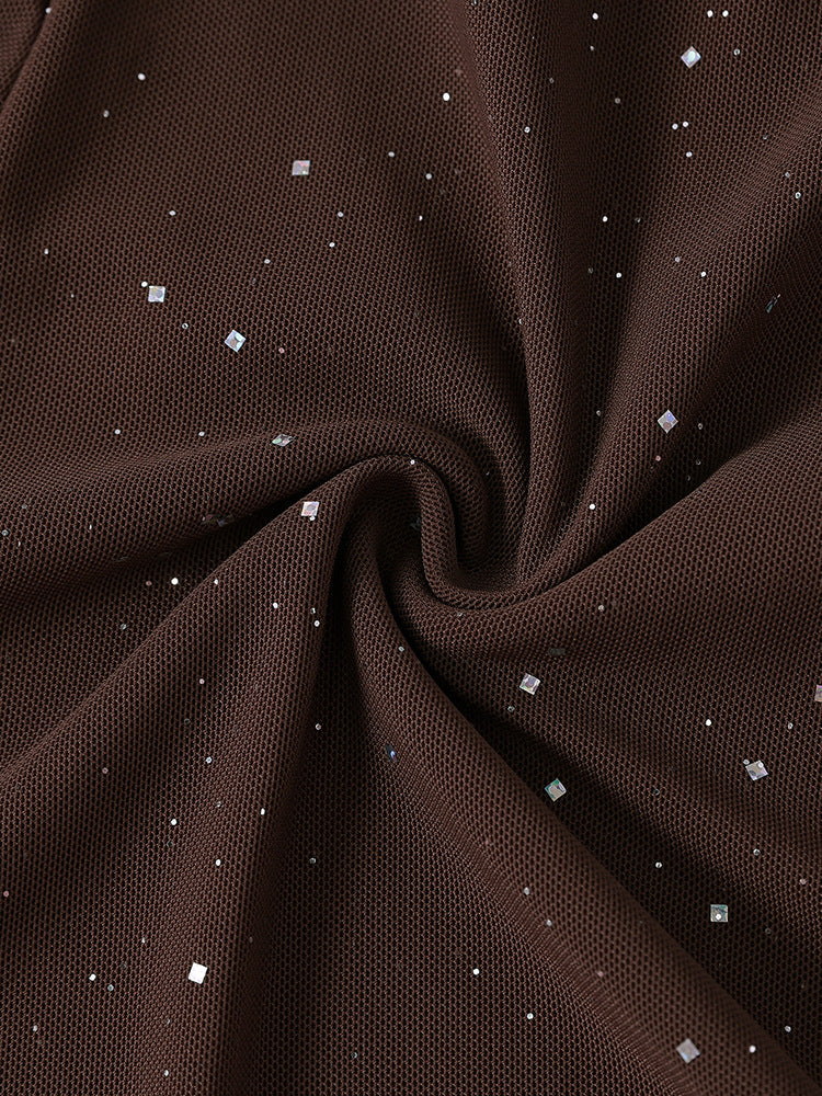 Mesh Bell Sleeve DSequin See-Through Mini Dress 20