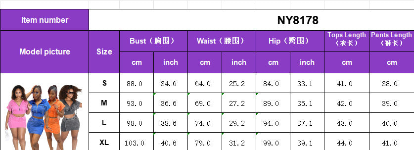 Women Fashion Short Sleeve Patchwork Pocket Top and Skrit Two-piece Set 16