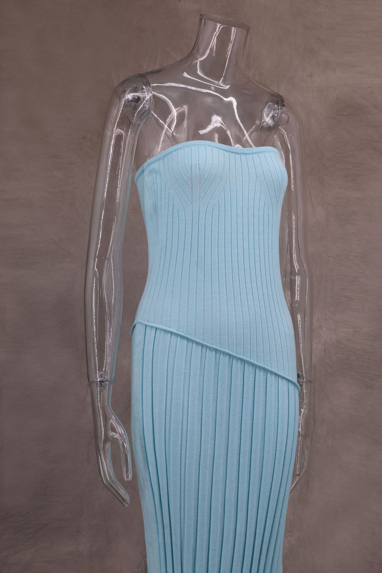 Women spring Summer Strapless twist flower split dress 11