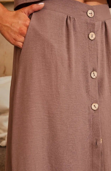 Women Casual Solid Round Neck Top and Skirt Two Piece Set 40