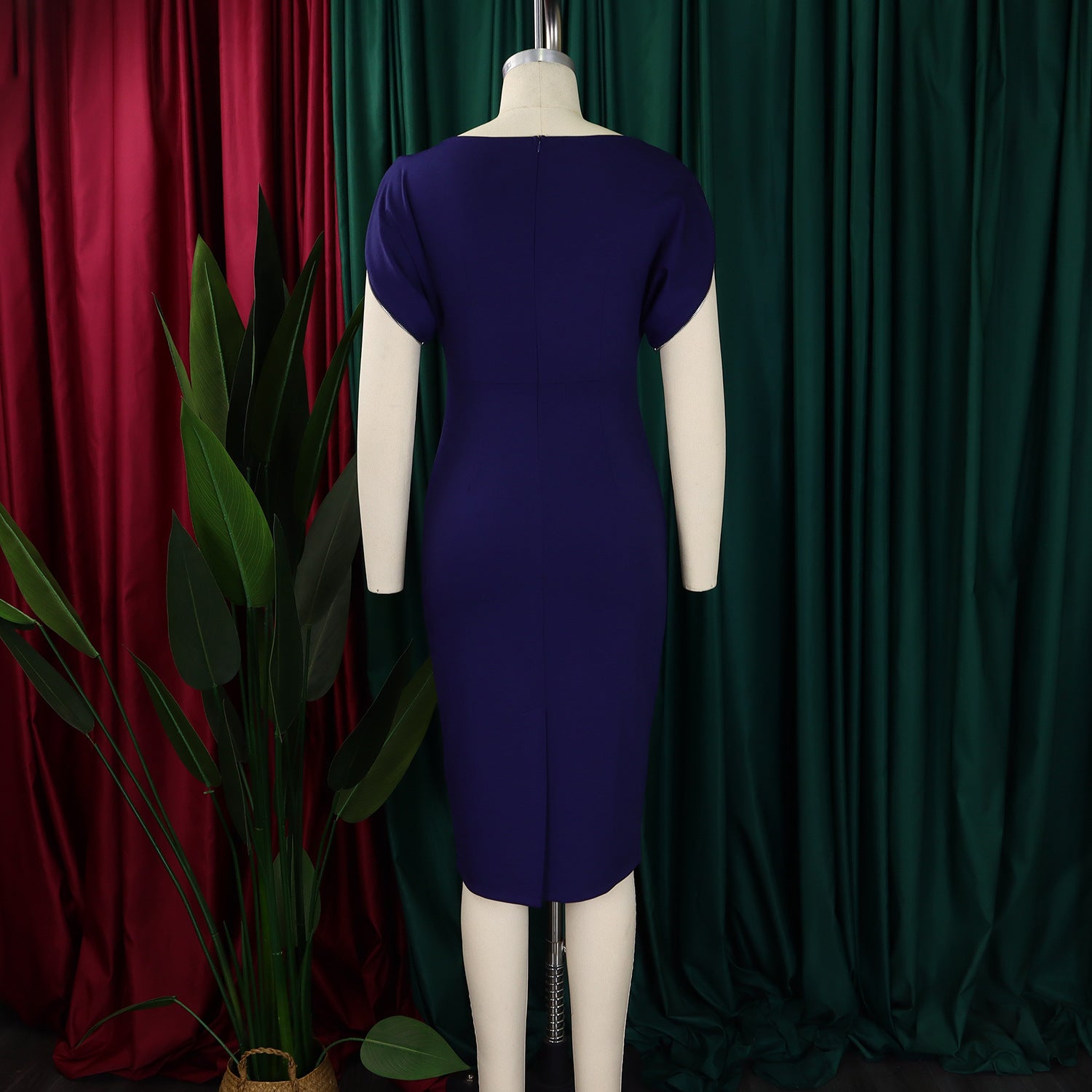 Plus Size African Round-Neck Short-Sleeve Chic Elegant Ol Bodycon Dress 18