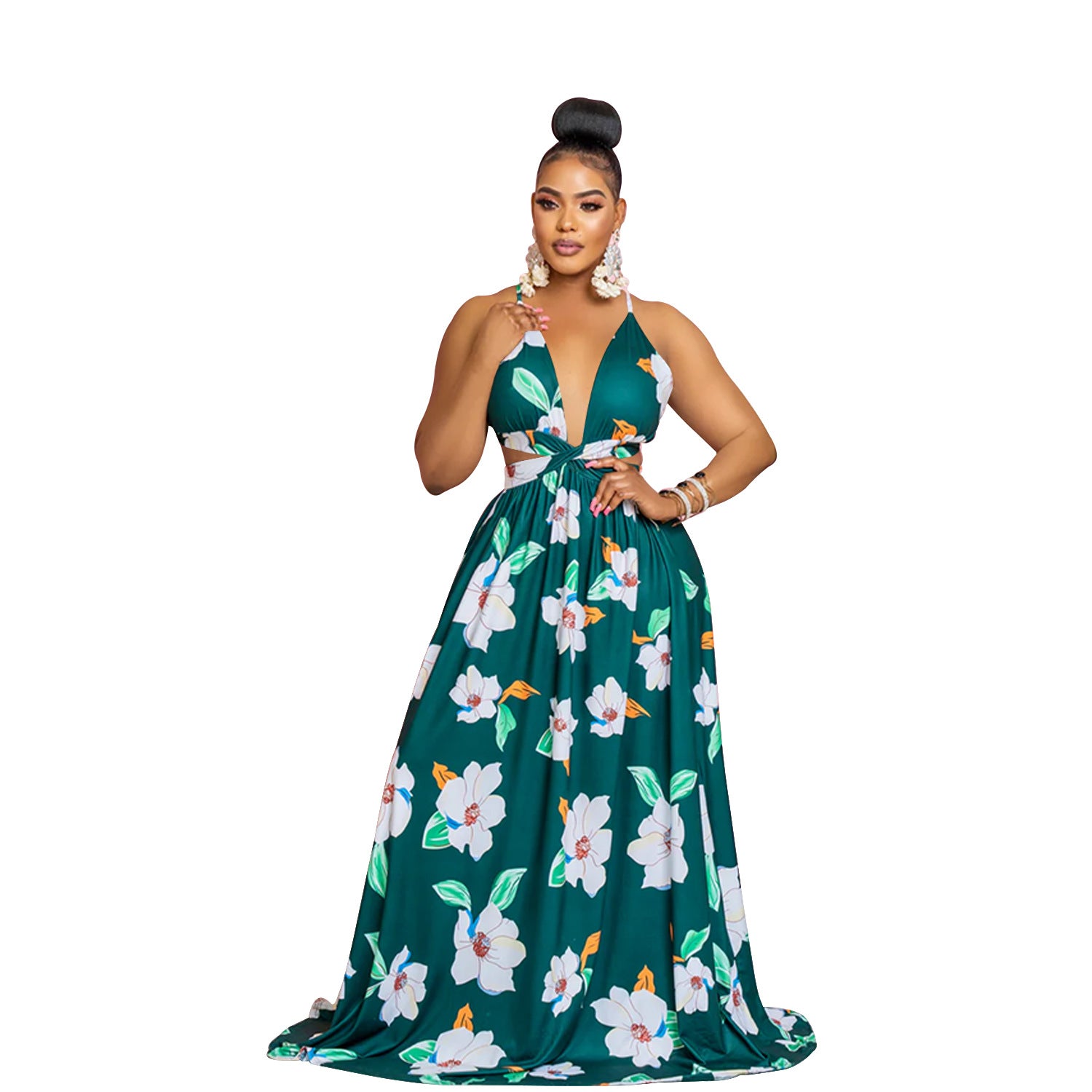 Women Summer Fashion Flower Print Sundress 7