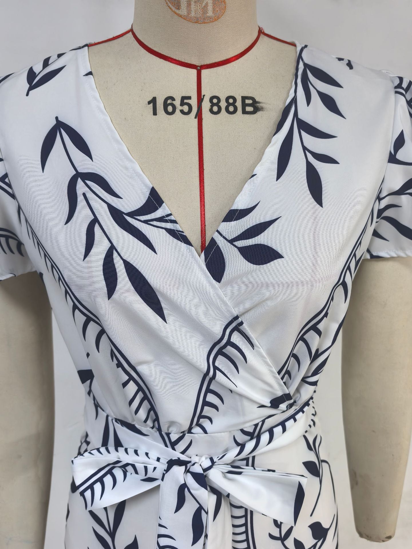 Women Spring/Summer Printed Ruffle V-Neck Sexy Maxi Dress 17