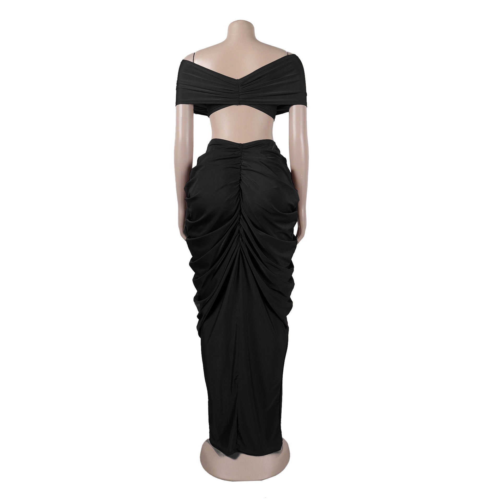 Women Sexy Sleeveless Strapless Crop Top and pleated Skirt two-piece set 19