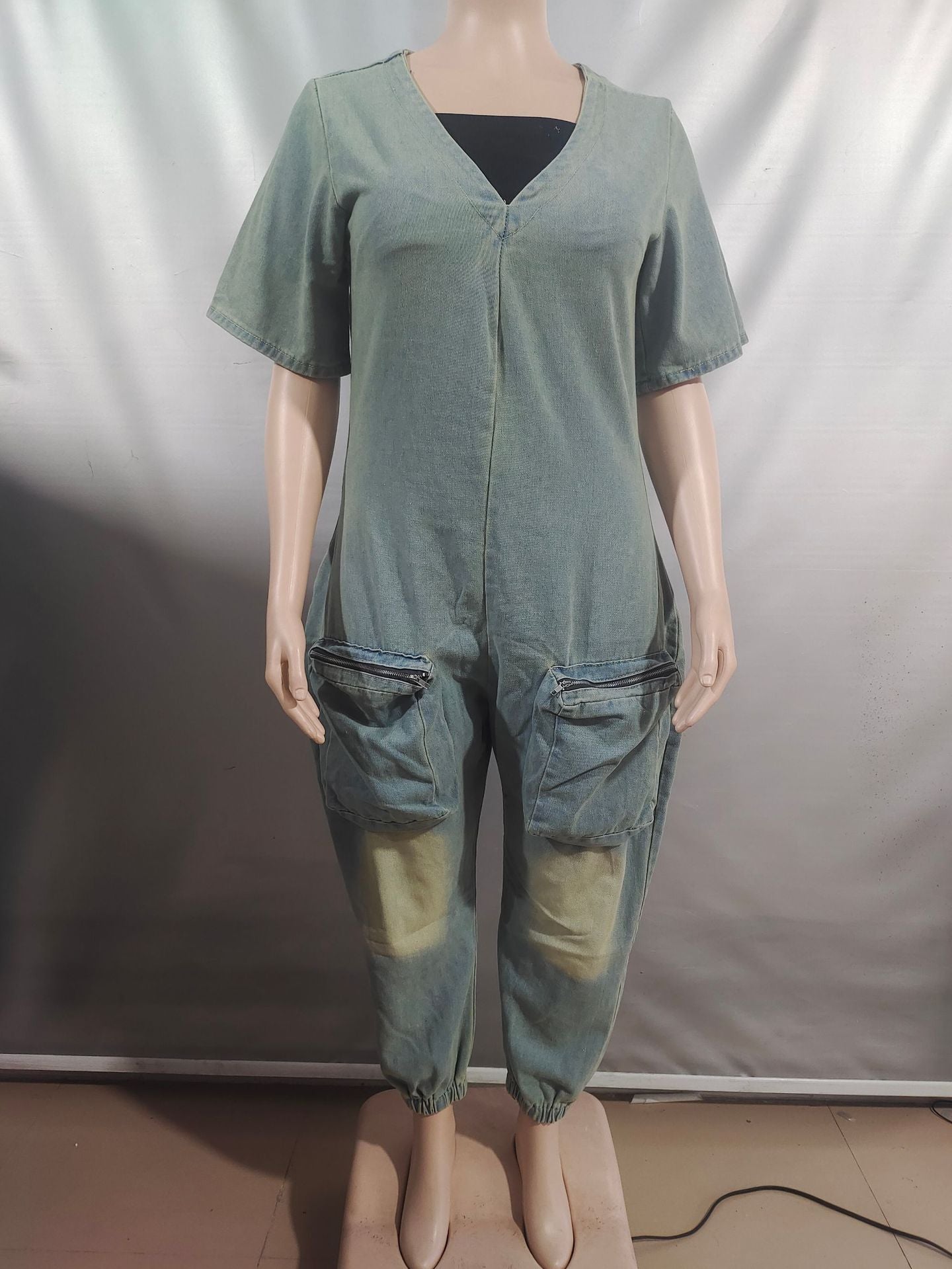 Women Style Pocket Washed Denim Jumpsuit 10