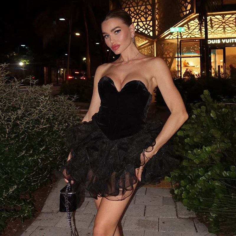 Women Sexy Backless Strapless Dress