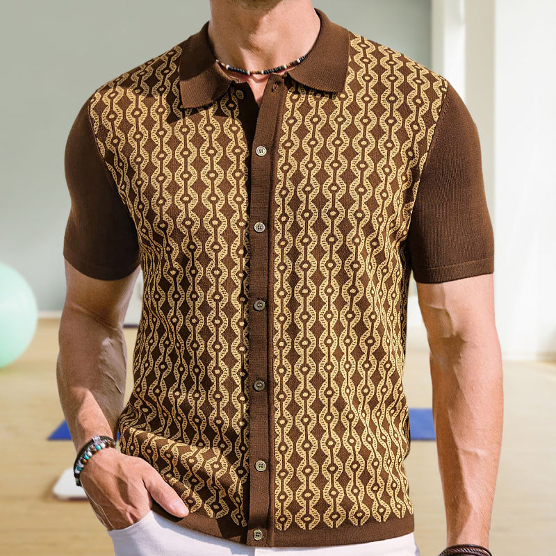 Men’s Summer Short-Sleeve Knitted Polo Shirt Turn-Down Collar 8