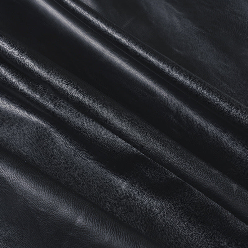 Women sexy V-neck halter slit stretchy Pu-Leather bodycon dress 17