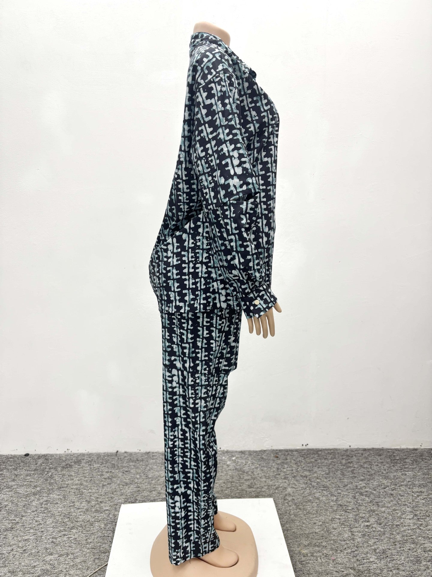 Africa Printed Fashion Casual Loose long-sleeved shirt and trousers two-piece suit for women 7