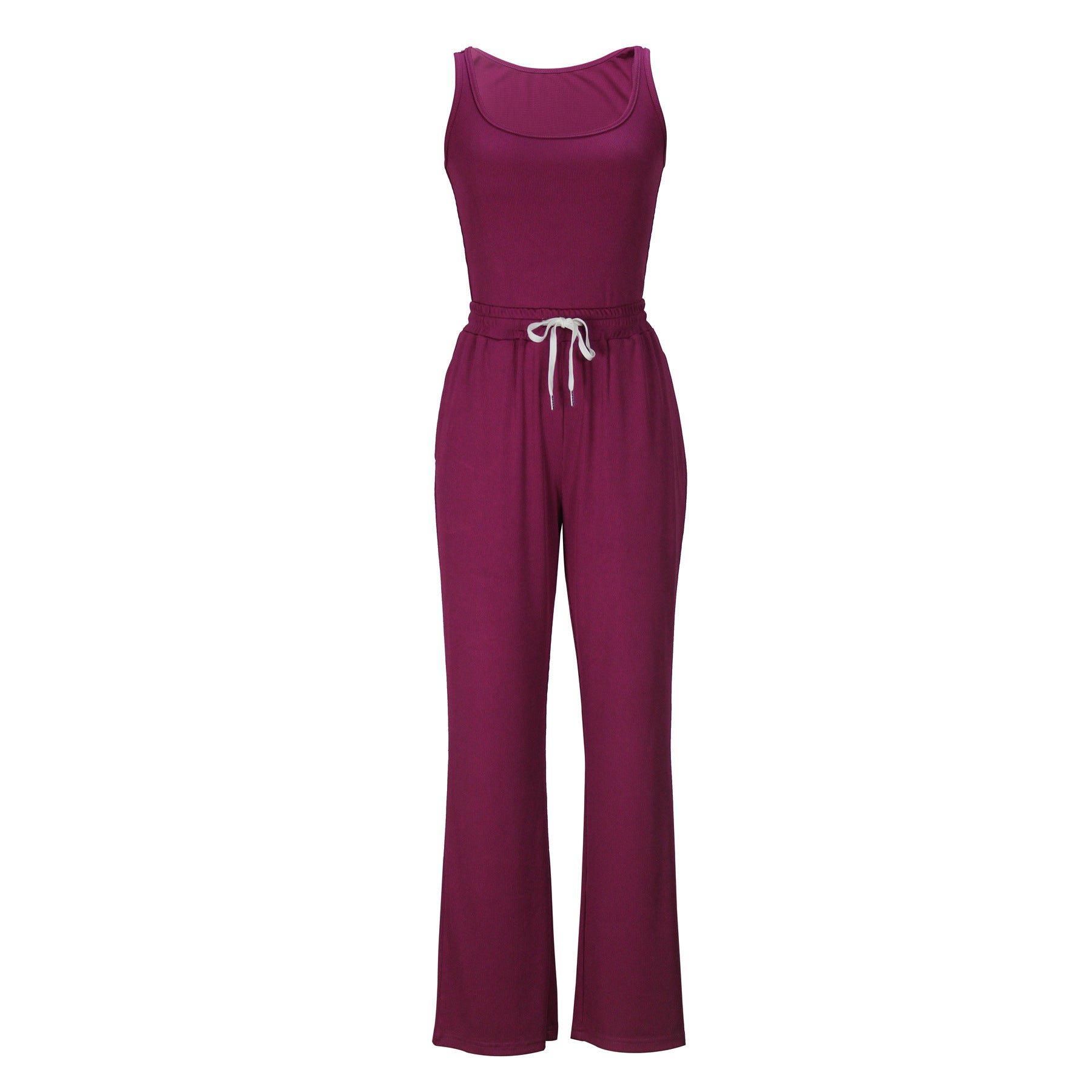 Women sexy tank top and belted Pants Casual two-piece set