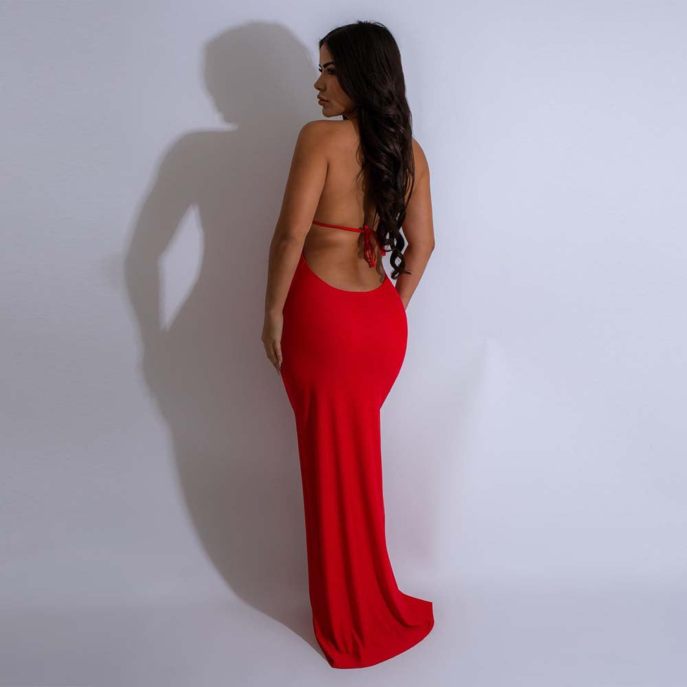 Women sexy V Neck beaded evening Lace-Up dress 4