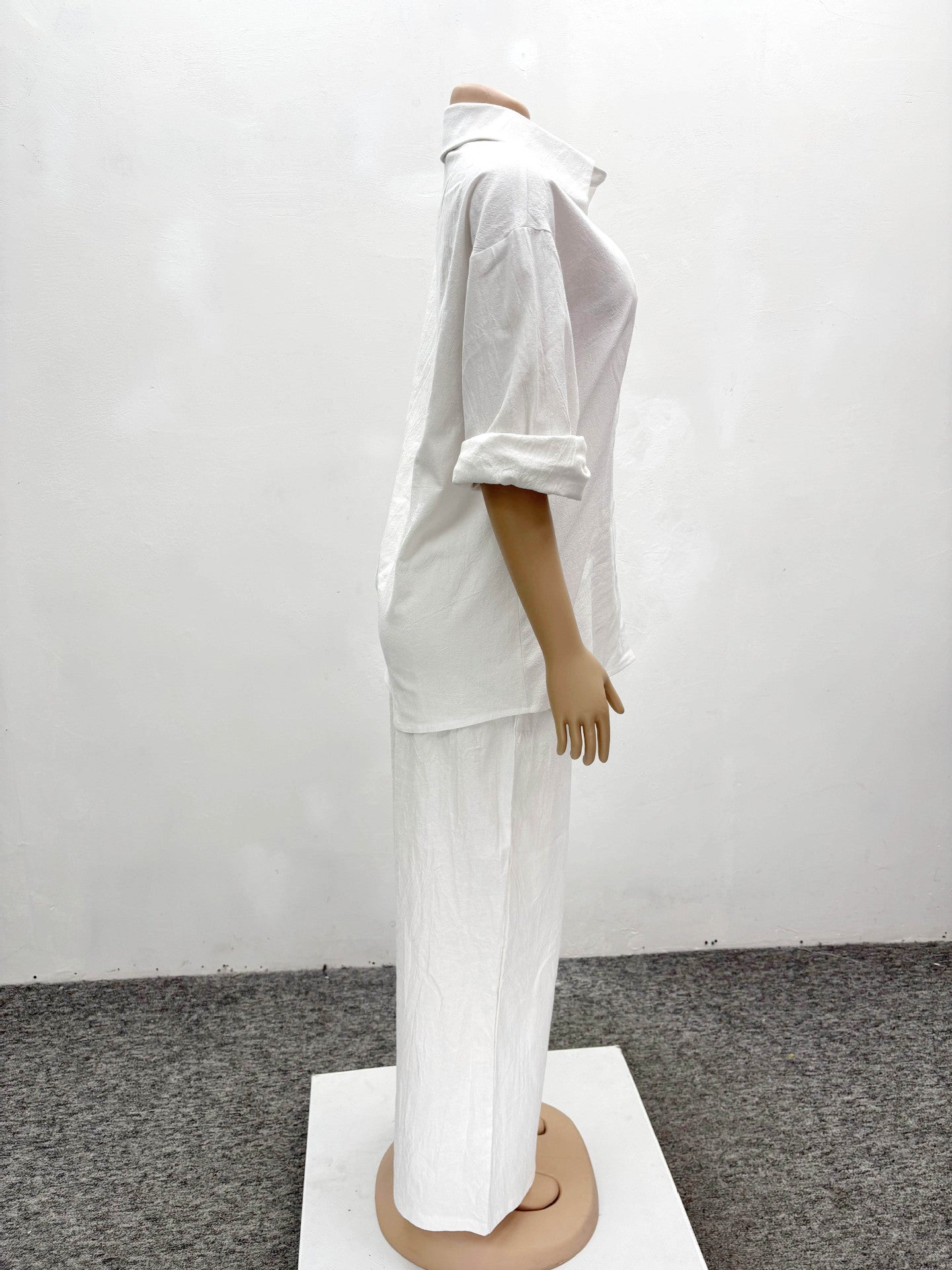 Women's Casual White Shirt Trousers Two-Piece Set 8