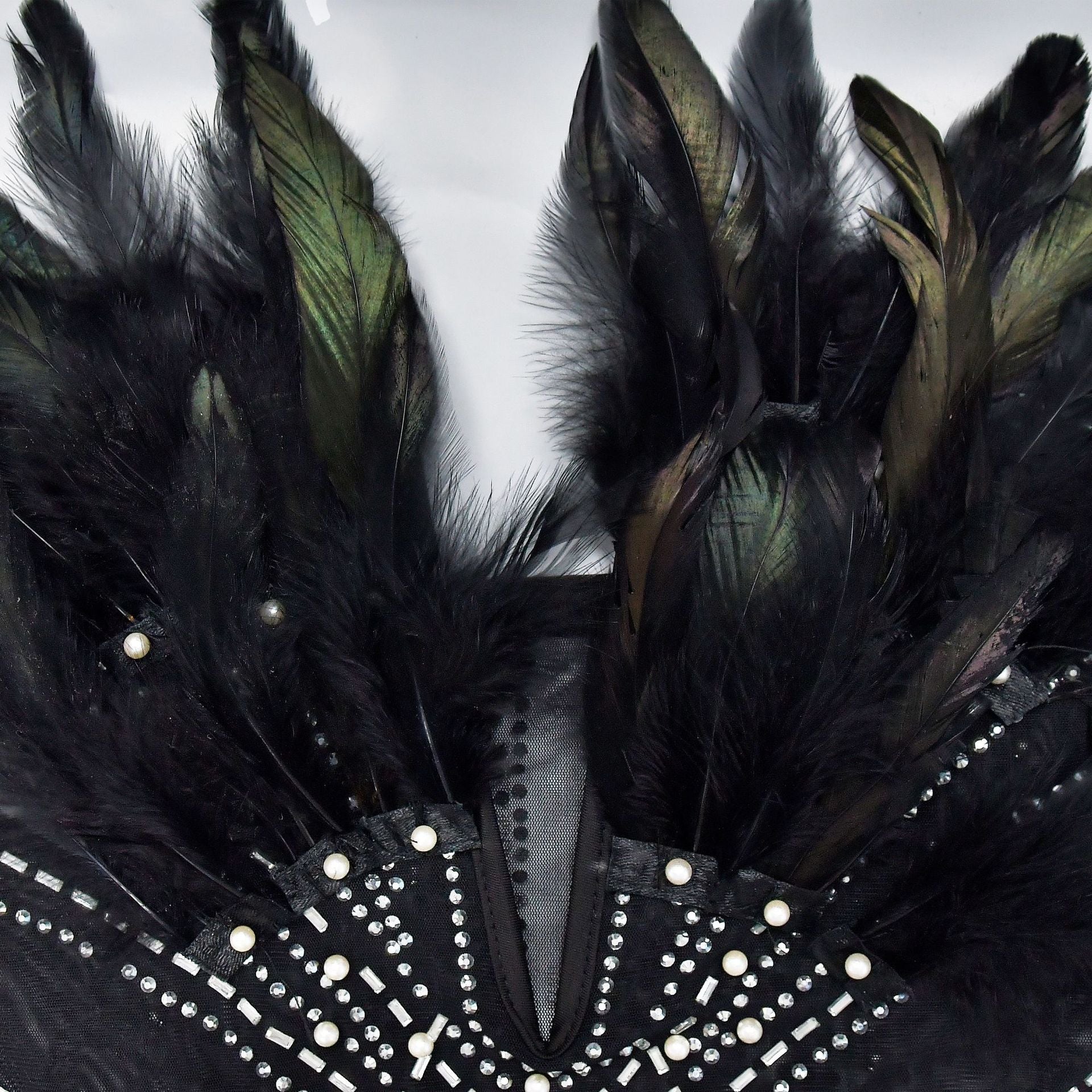 Fashion Women's Solid Color Mesh Beaded Feather Dress 26