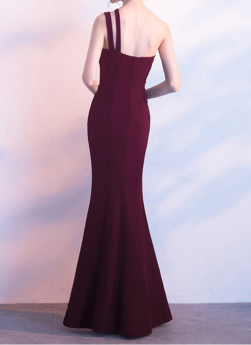 Women One Shoulder Cutout Formal Party Maxi Mermaid Evening Dress 16