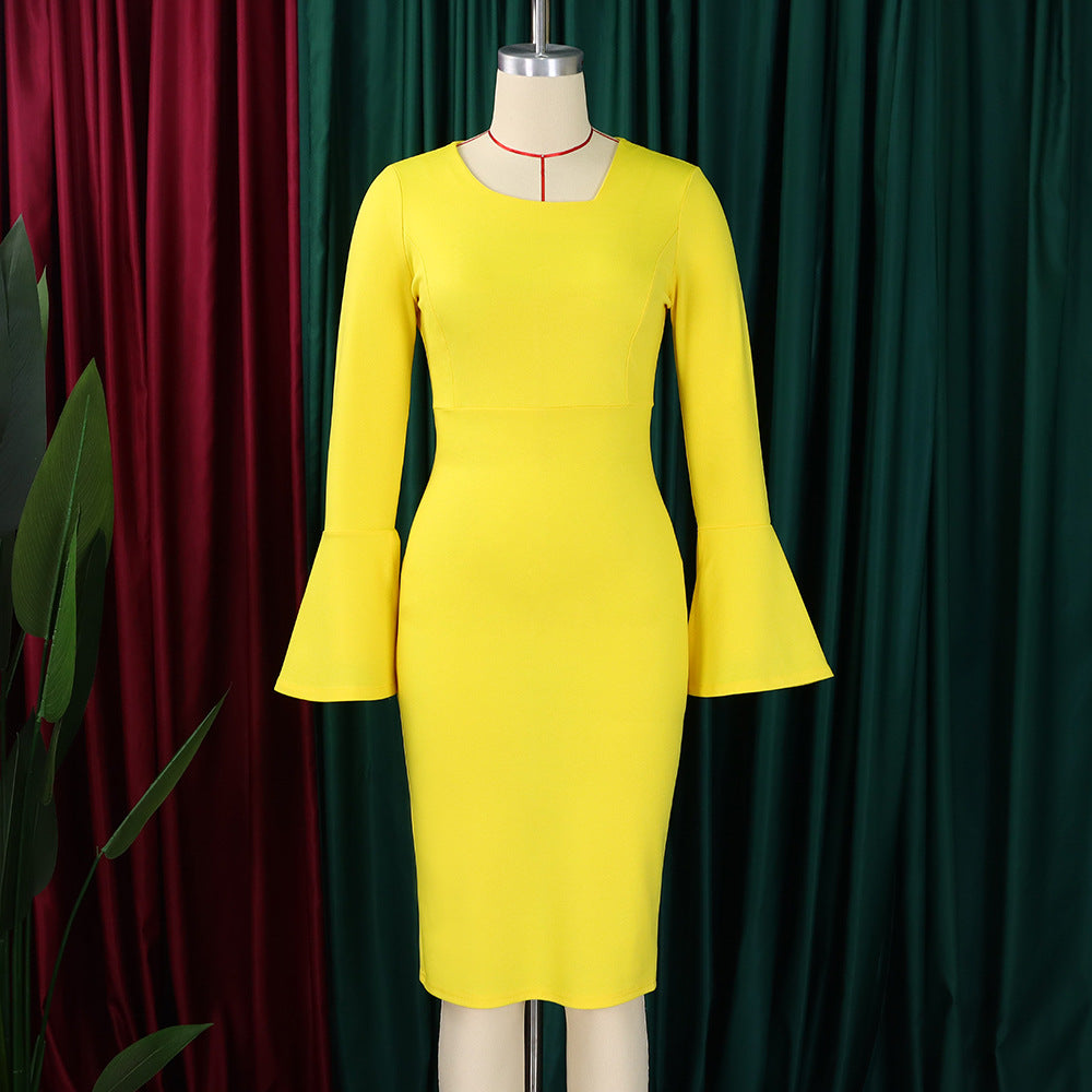 Women's Autumn Fashion Chic Elegant Africa Plus Size Bodycon Dress 7