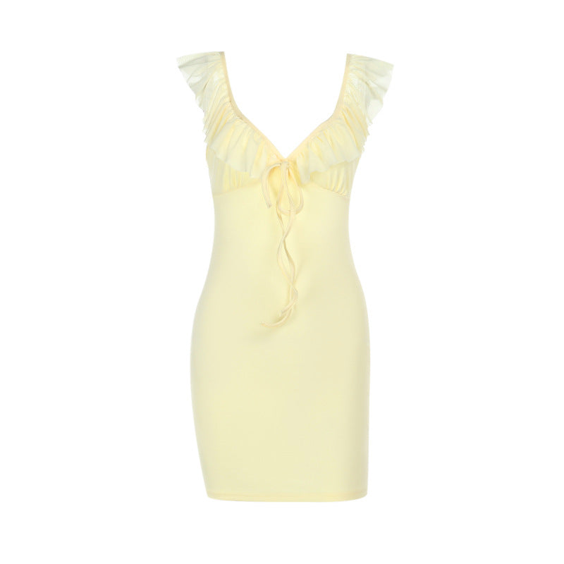 Women Sexy V-Neck Summer Ruffle Bodycon Dress 6