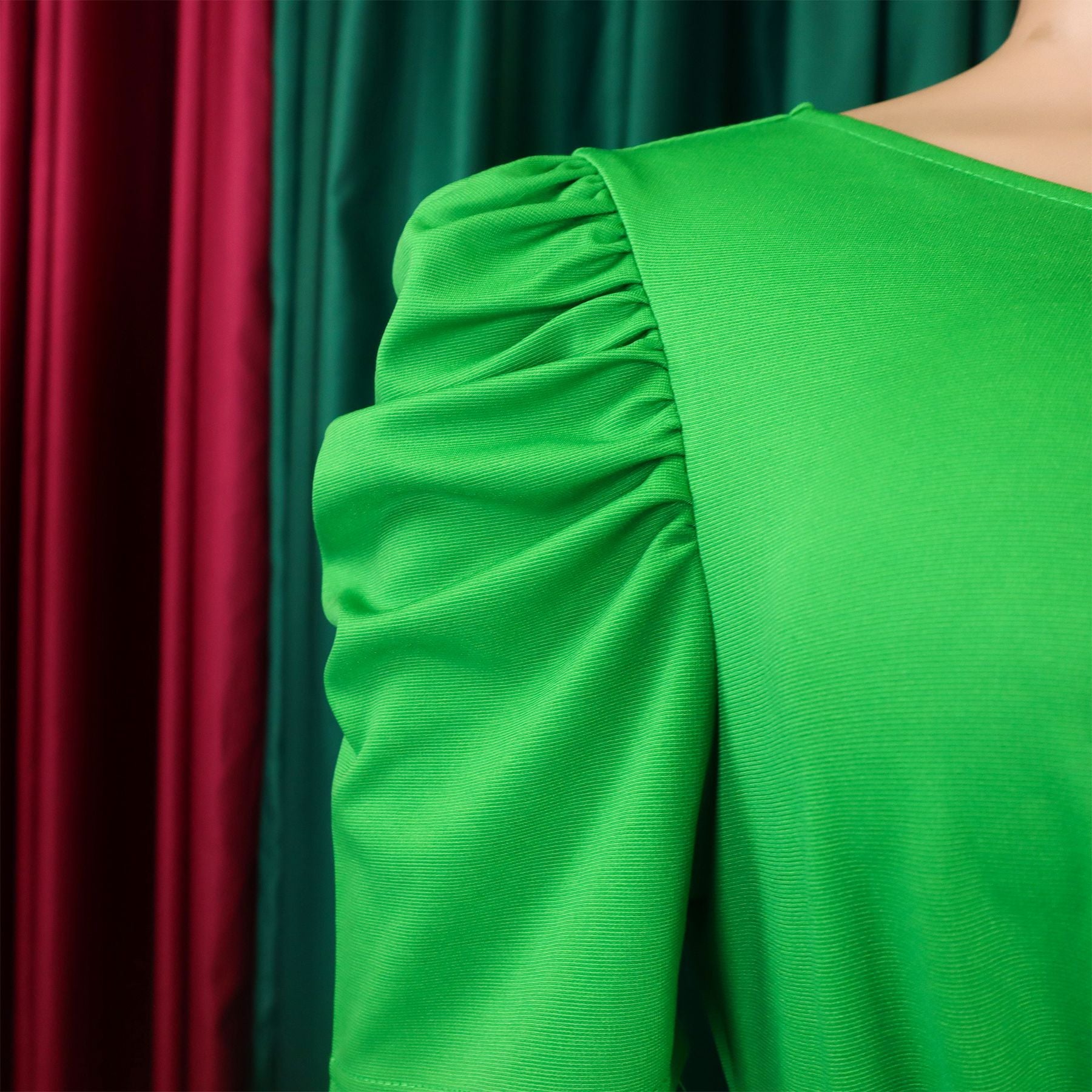 Women's Fashion Pleated Chic Elegant V-neck A-line African Dress 31