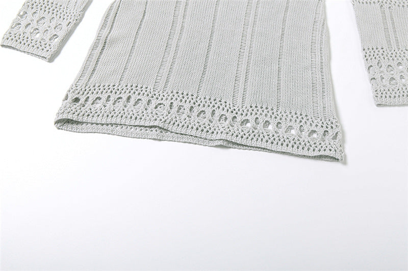 Women Fall Knitting Cutout Ripped Sexy V-Neck Bodycon Dress 15