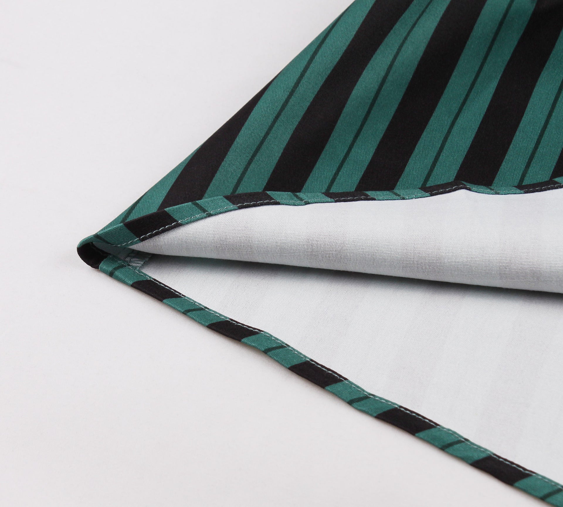 Women Striped Peter Pan Collar Lace-Up Puff Short Sleeve Vintage Dress 10