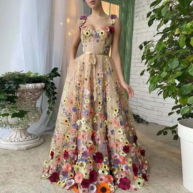 Women flower embroidery sexy dress 4