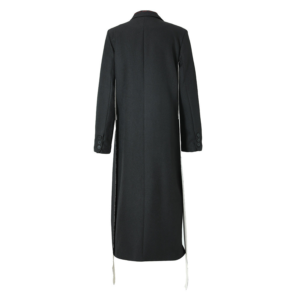 Women Vintage Long Blazer Trench Coat