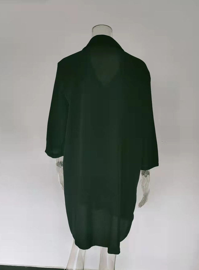 Spring And Summer Women'S Deep V-Neck Chiffon Shirt Sunscreen Shirt Dress 15