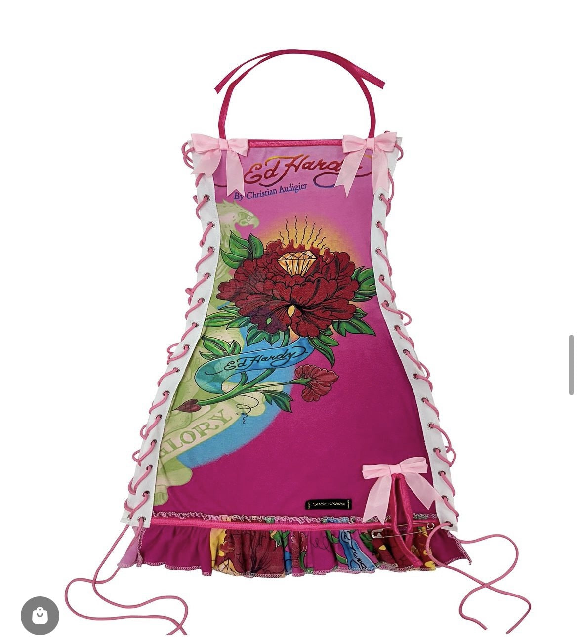 Women retro Print drawstring Strapless Dress 5