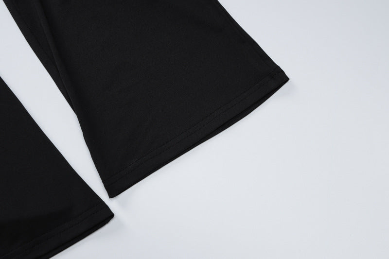 Women's Spring Long-Sleeved V-Neck Crop Top High Waist Trousers Casual Home Wear For Women 14