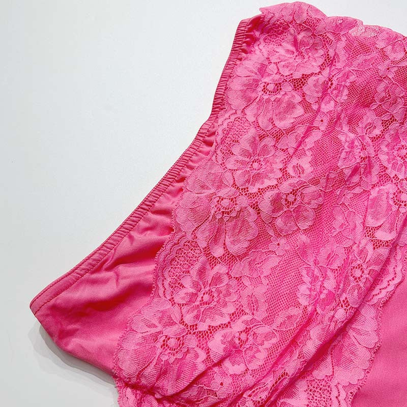 Sexy See-Through Camisole Hollow Lace Patchwork Bodycon Mini Skirt Women's Two Piece Set 22