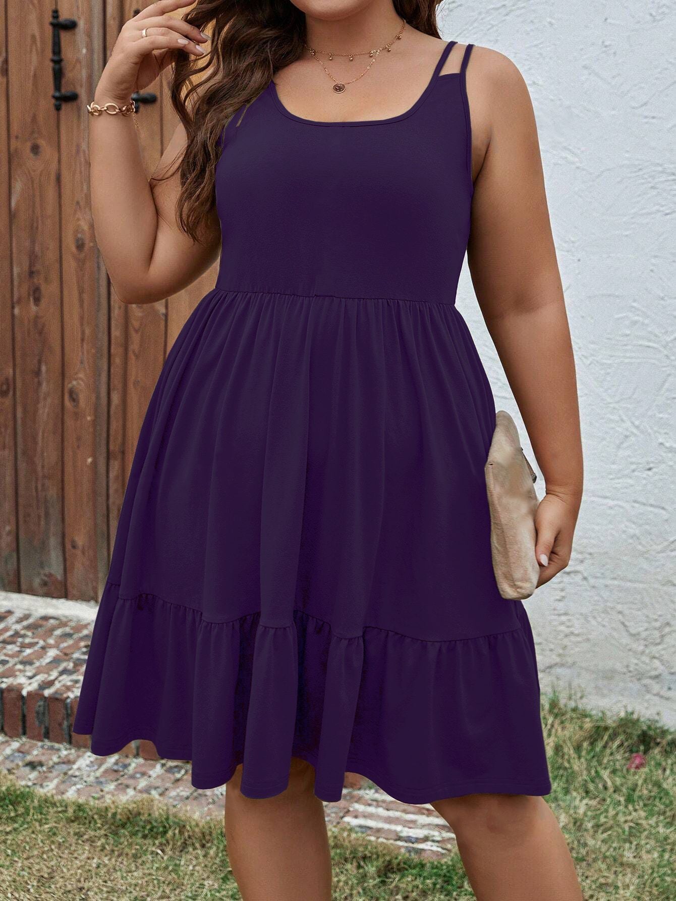 Plus Size Women's Sleeveless Loose Solid Color A-Line Dress 10