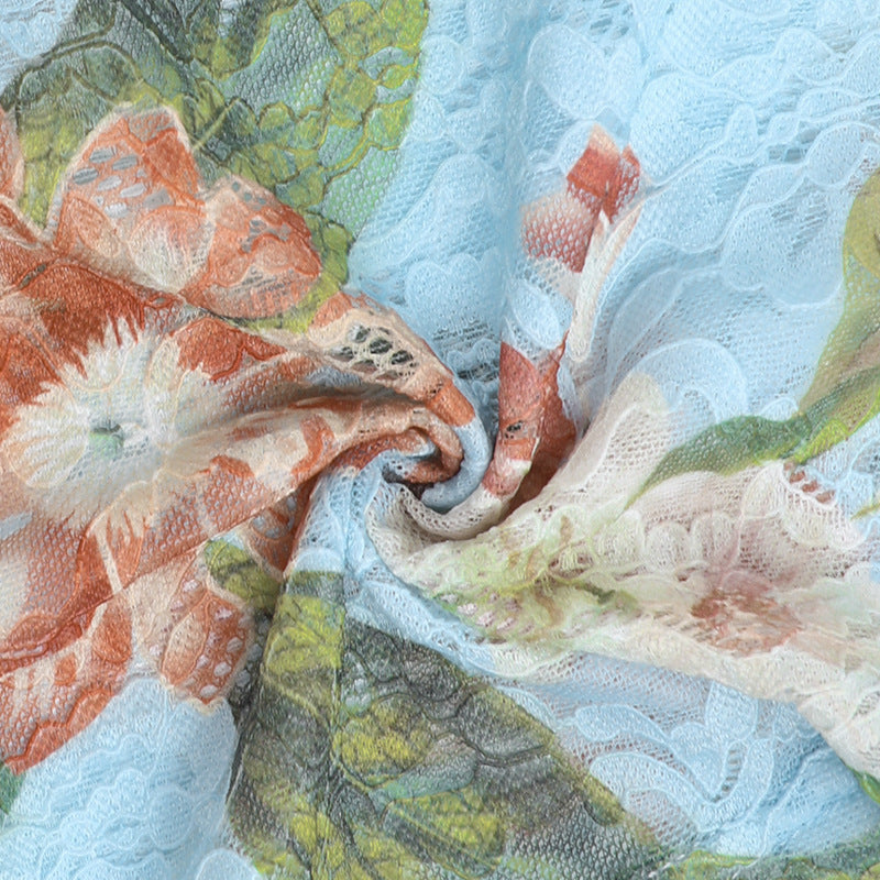 Women's Holidays Sleeveless Lace Trimmed Print Dress 16