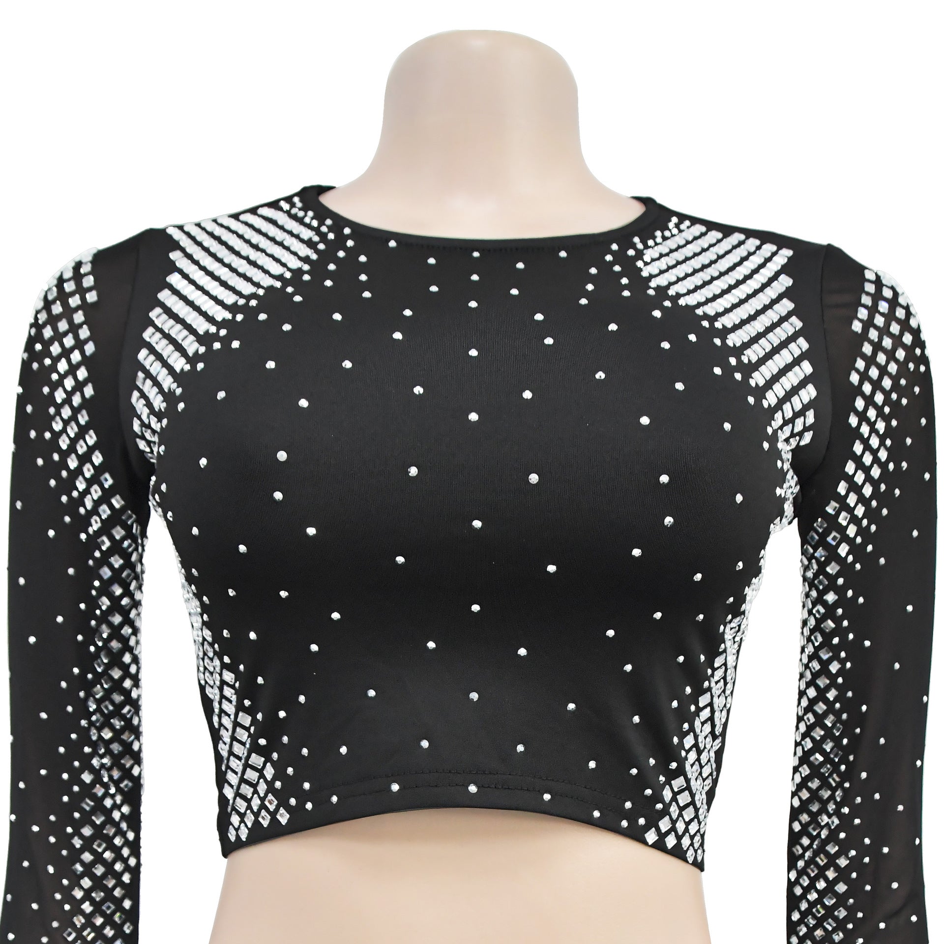 Beaded Long Sleeve Slim Two Piece Skirt Set（customized,MOQ 6pcs/size/color,process time 7-10 days） 15