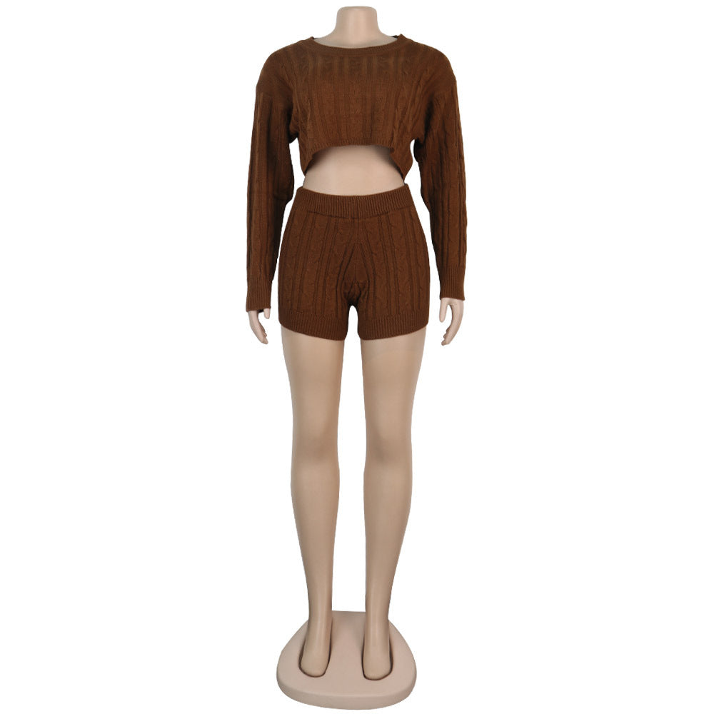 Women's Knit Sweater Shorts Nightclub Two-Piece Set 23