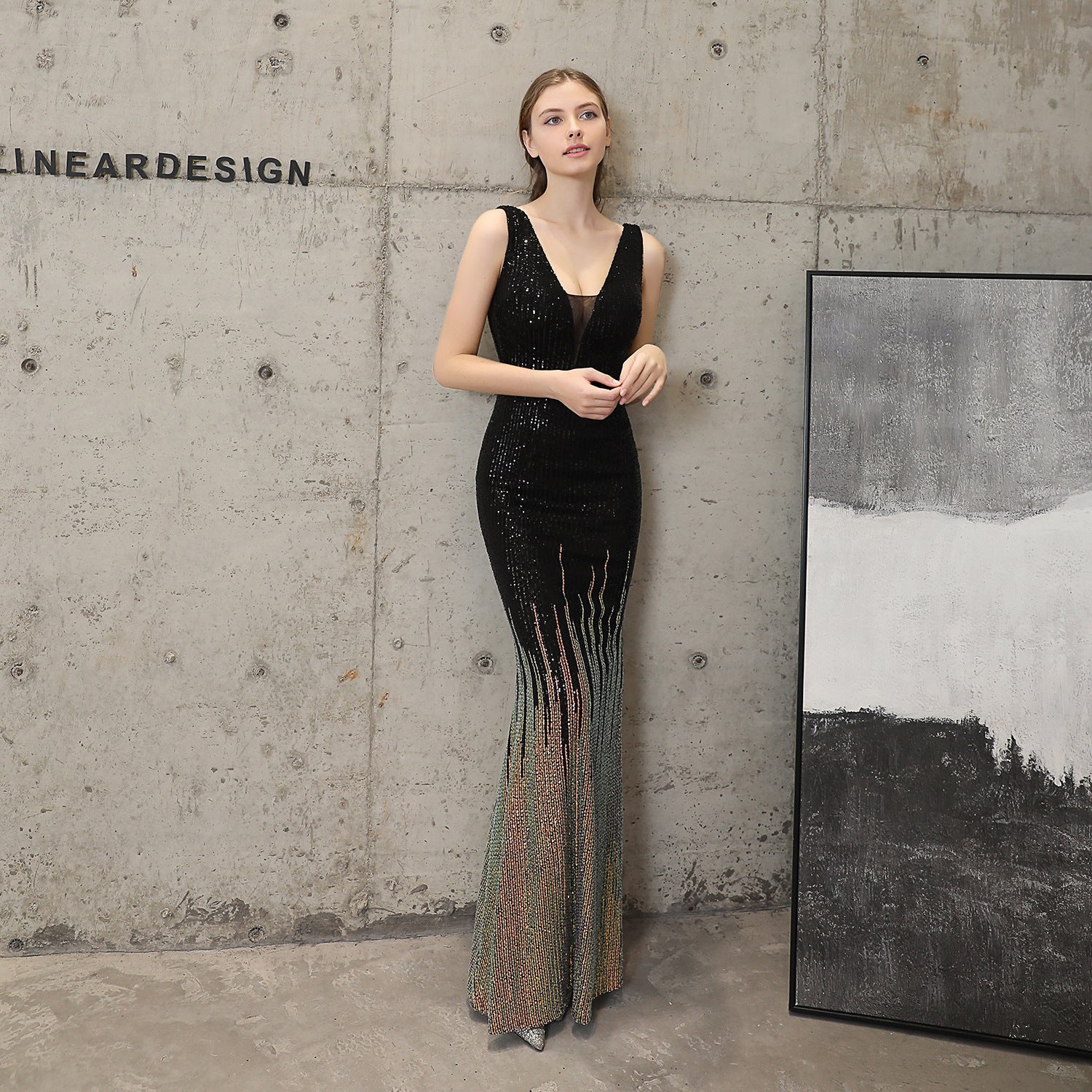 Sequined Fishtail Party Dress Formal & Prom Evening Wear