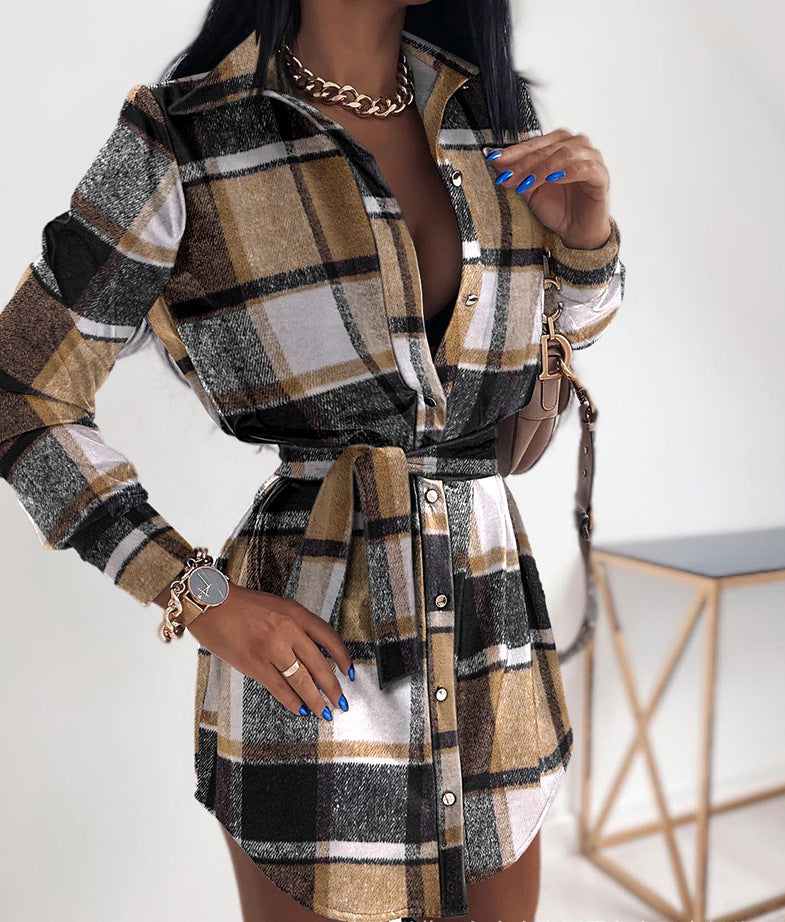 Women Pocket Patchwork Button Dress