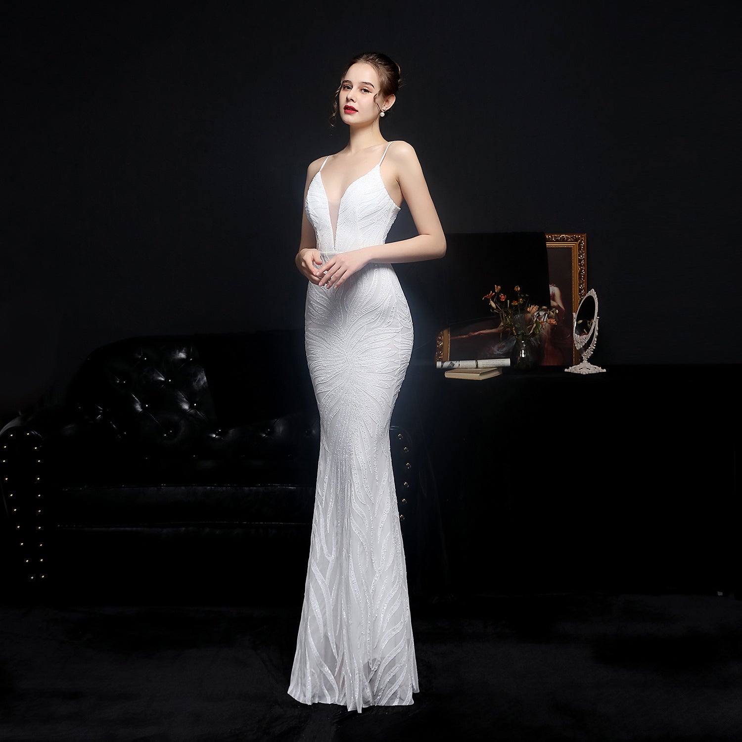 Summer Sequin Strap Mermaid Long Evening Dress 6