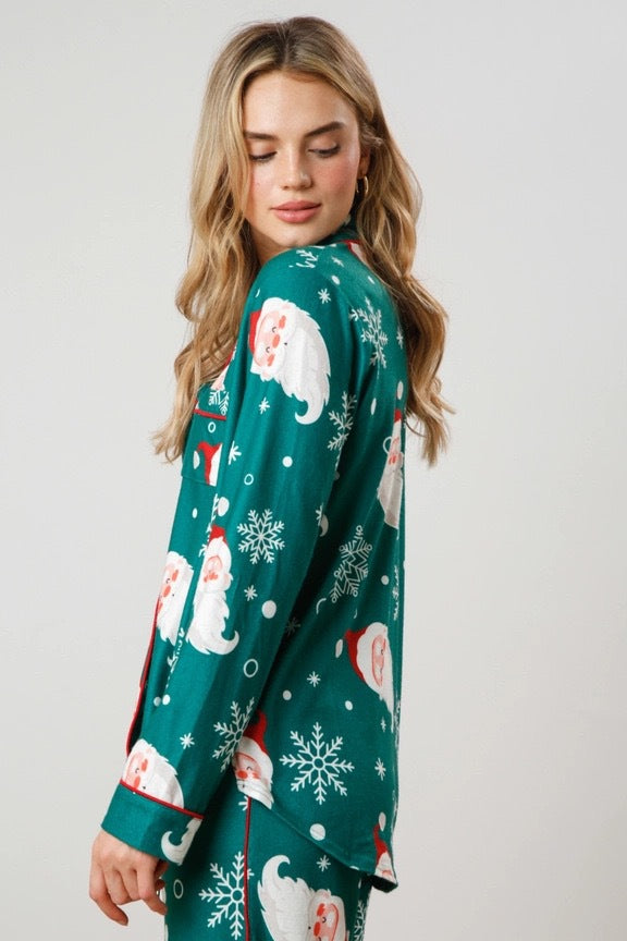 Christmas Women Printed Casual Long-Sleeve Top and Pajama Two-Piece Set 22