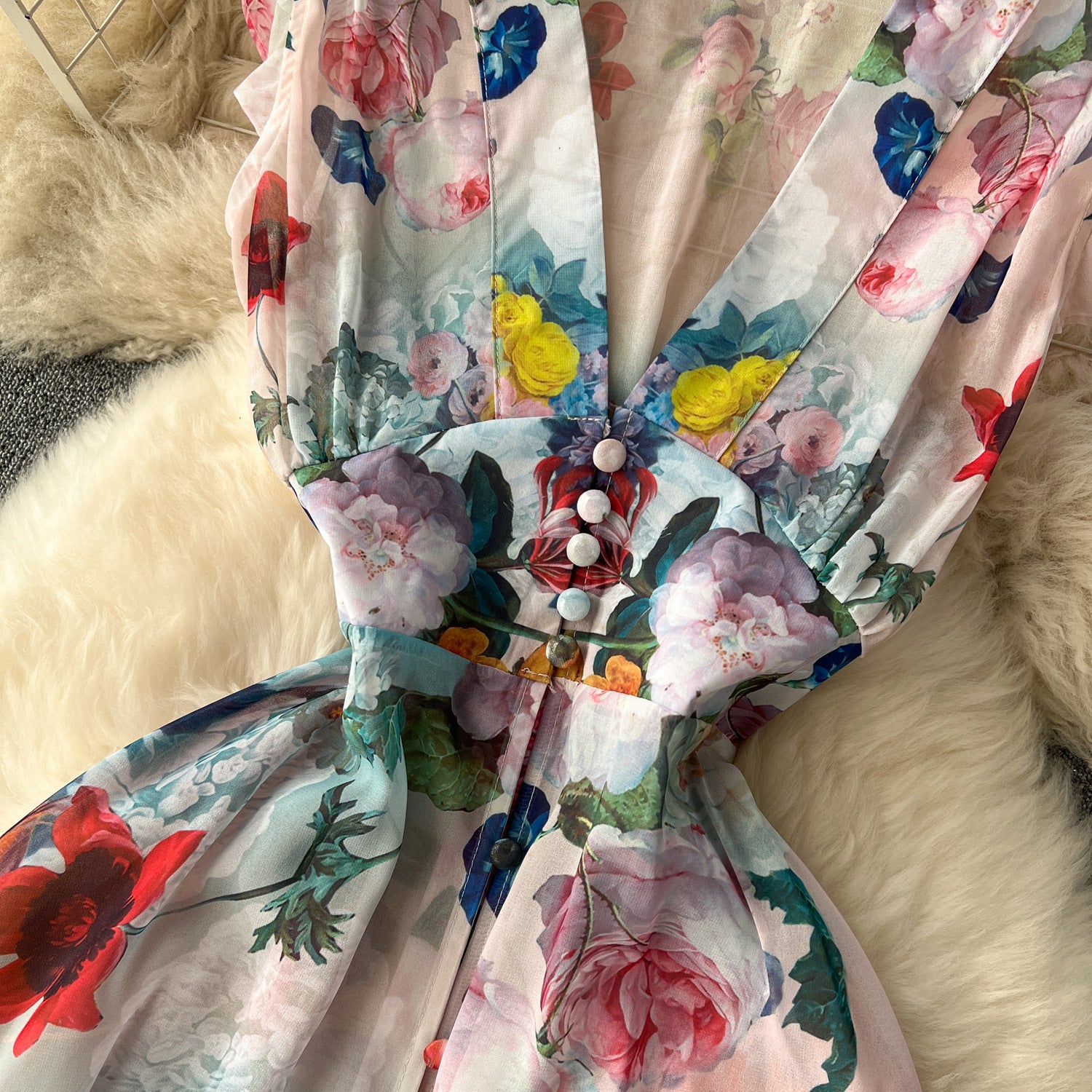 Women Holidays Sexy V Neckchiffon Ruffle Dress 10