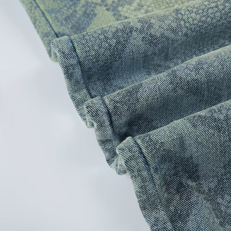 Women casual snake print denim Pant 21