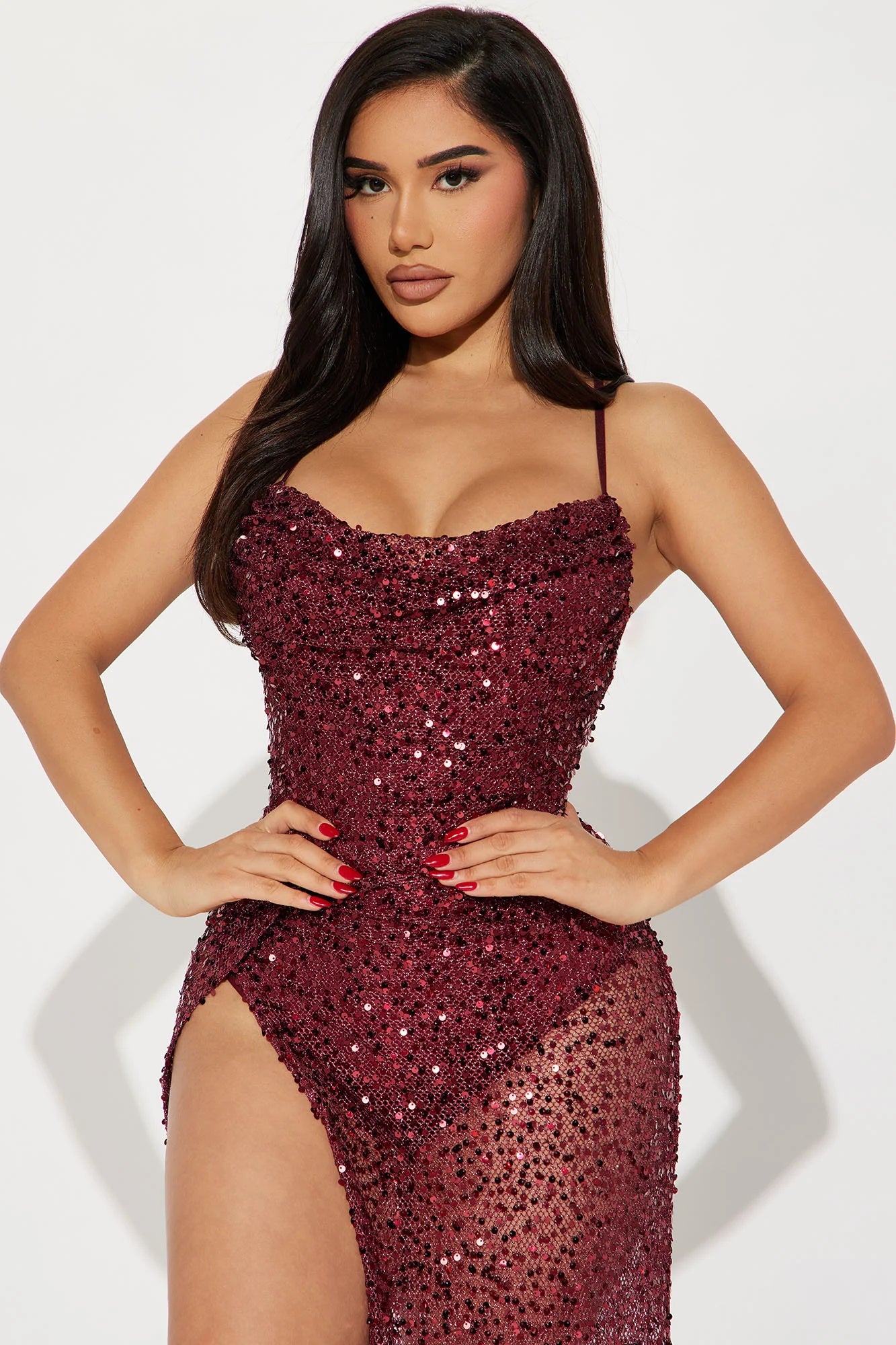 Women Elegant Sequins Straps Party Evening Dresss 10