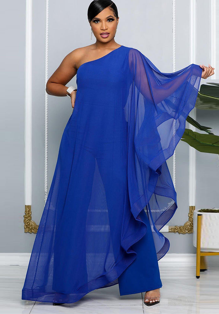 Women Sexy One Shoulder Sleeveless Stretch Jumpsuit