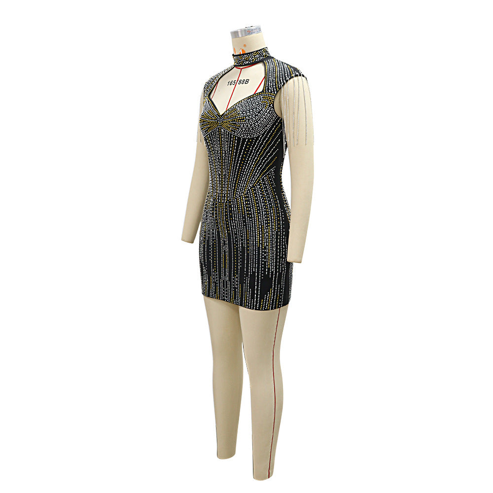 Women Beaded Patchwork Beaded Dress 5