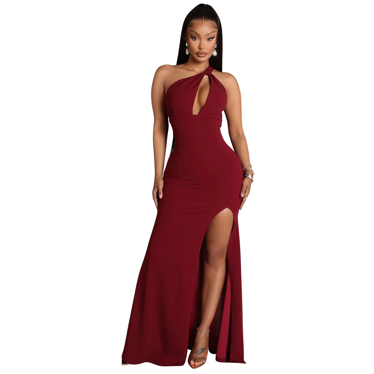 Autumn and winter women's sexy dress hollow sleeveless slit dress for women 9