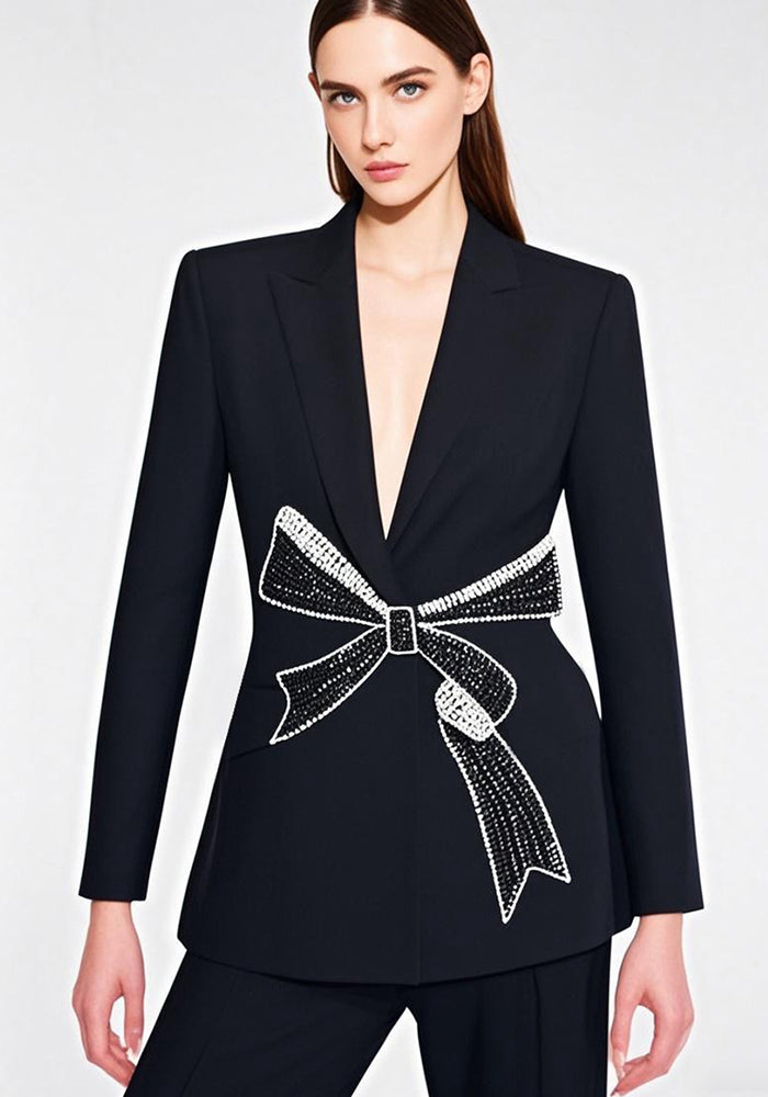 Bow Detail Casual Long-Sleeve Blazer