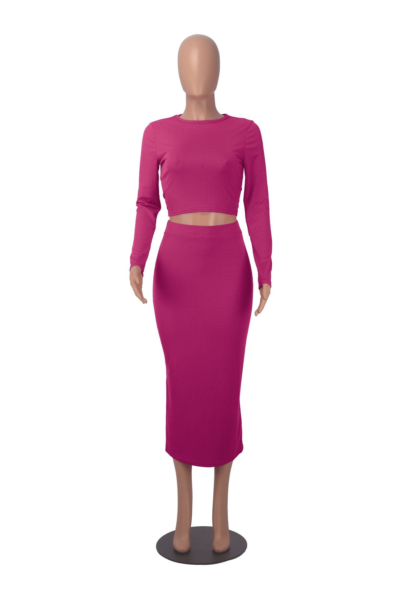 Women Long Sleeve Top and Bodycon Skirt Two Piece Set 23
