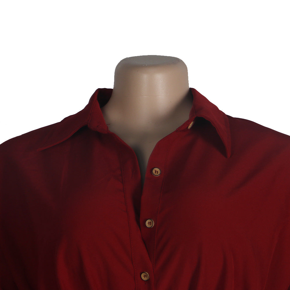 Women Sexy Lace-Up Buttoned Long-Sleeved Dress 24