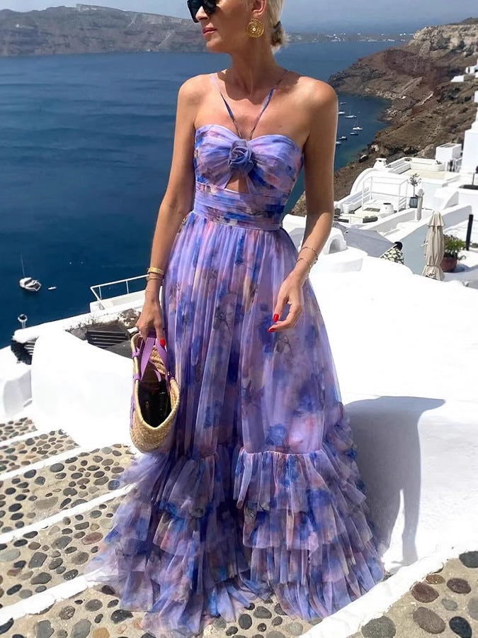 Womenƒ??s Floral Sleeveless Strap Maxi Dress 4