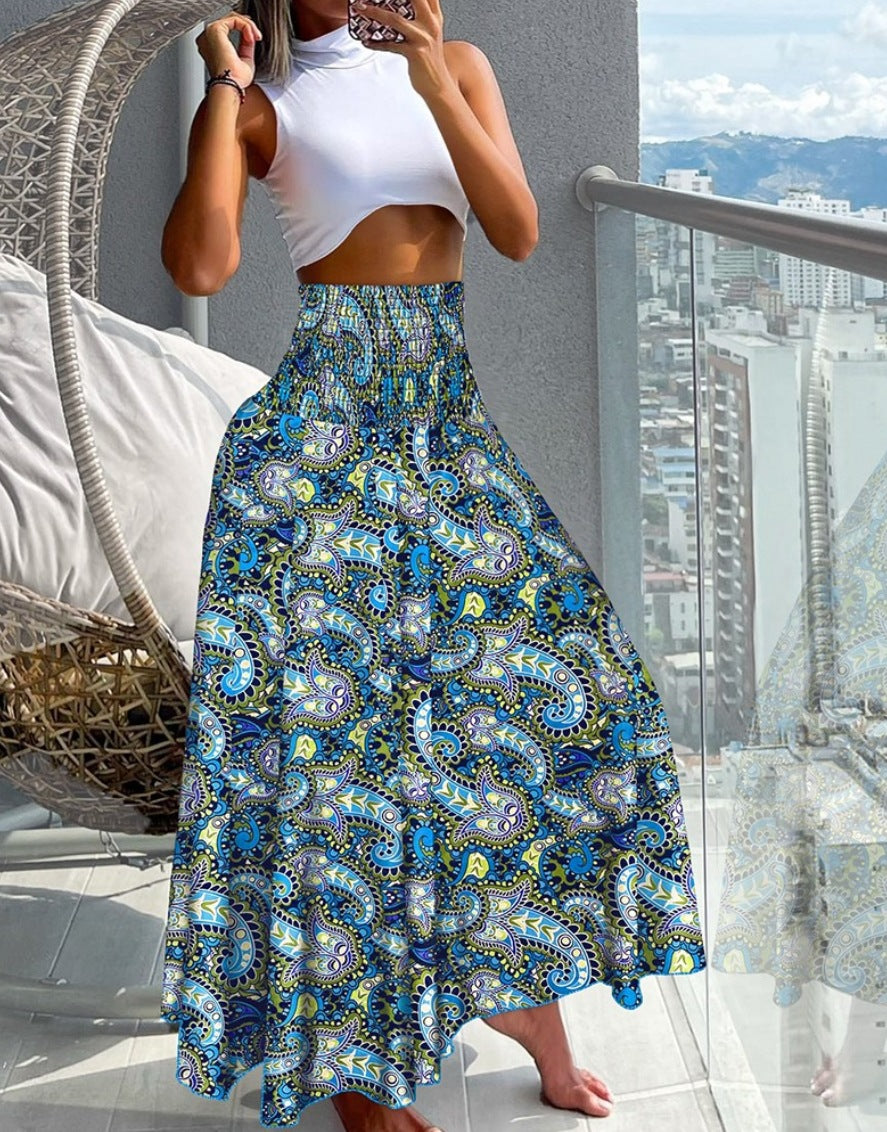 Summer Fashion High Waist Printed Women's Long Skirts 17